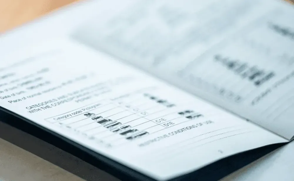 Close-up on an international driving license